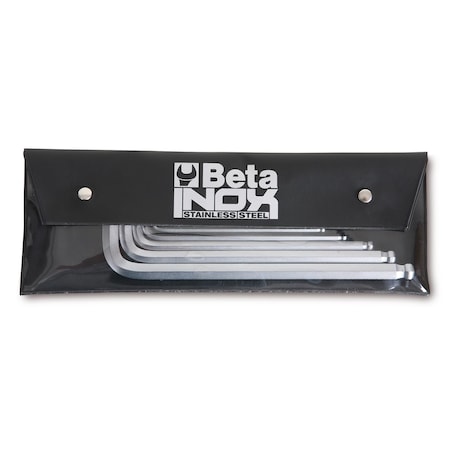 Beta 96BP INOX Set of 9 Stainless Steel Ball End Hex Key Allen Wrenches in Plastic Pouch, 2mm-10mm 000961456